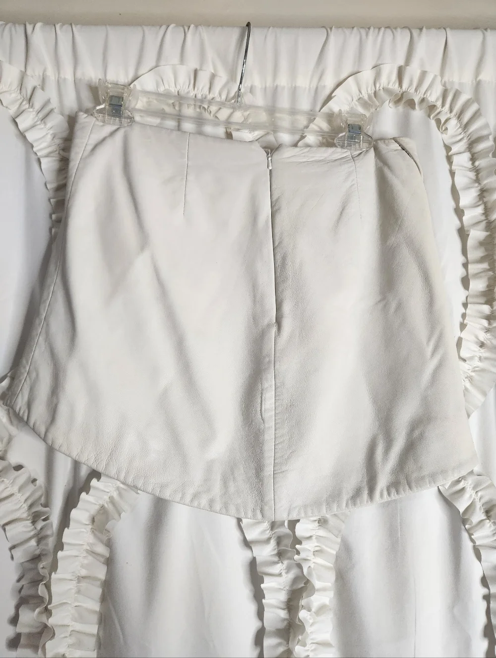 Michelle Mason White Leather Lambskin Mini Skirt Sz 4